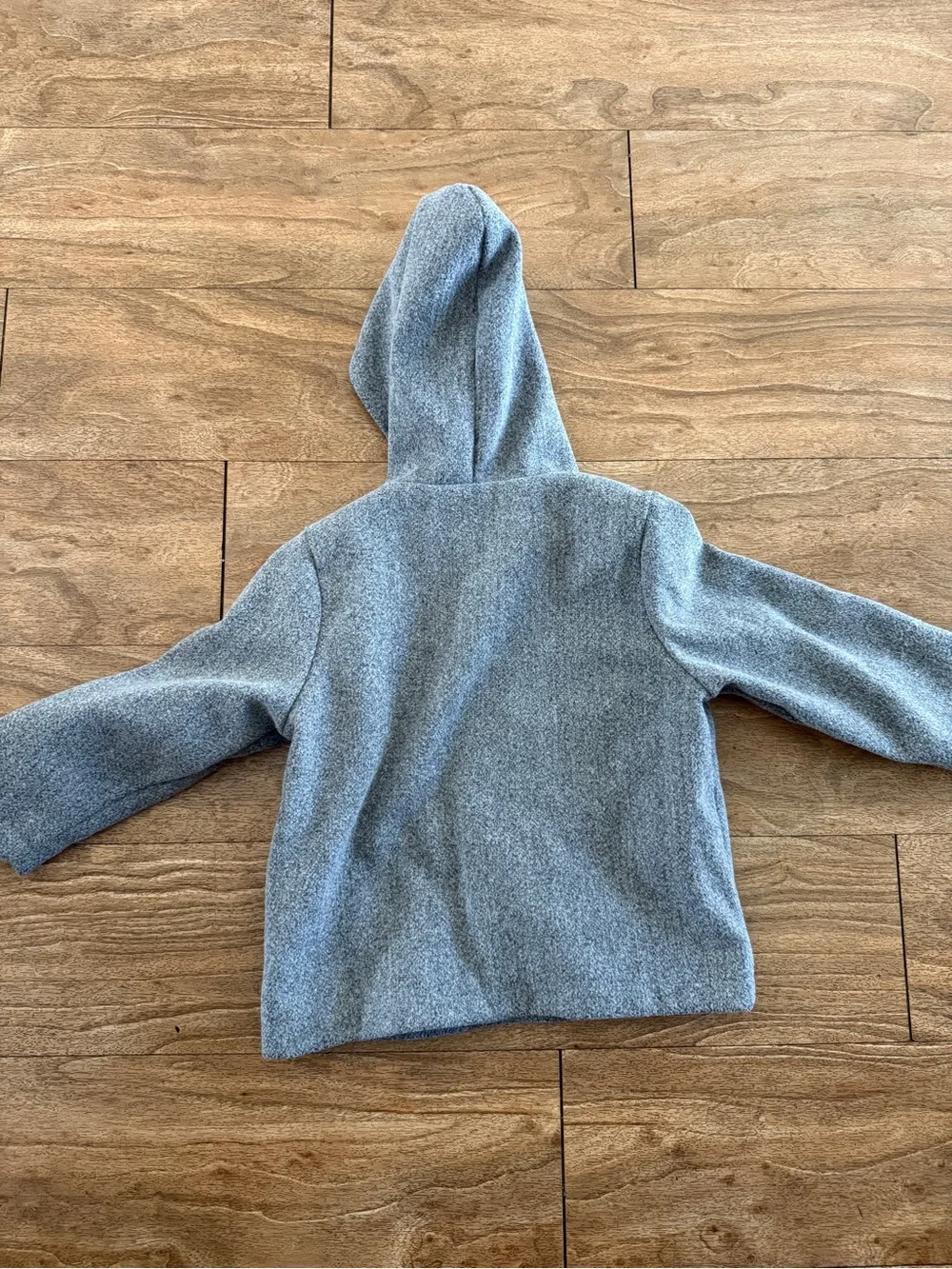 SHEIN Gray Hooded Double-Breasted Kids Pea Coat